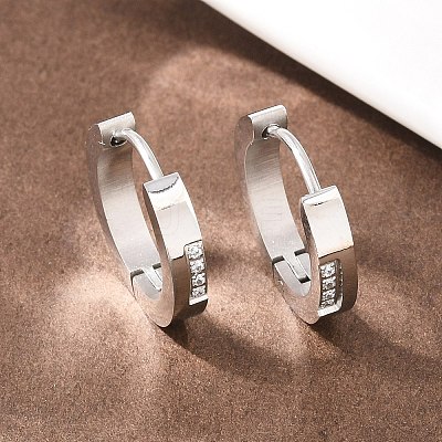304 Stainless Steel Clear Cubic Zirconia Hoop Earrings EJEW-L307-12P-01-1