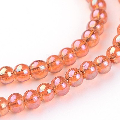Electroplate Glass Round Beads Strands EGLA-O001-M-3mm-1
