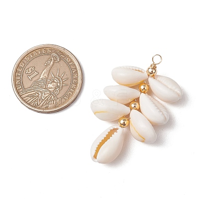 Natural Cowrie Shell Color-Changing Cluster Pendants PALLOY-JF03560-01-1