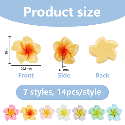 98Pcs 7 Colors Opaque Resin Cabochons RESI-DC0001-50-1