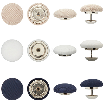 36Pcs 3 Colors Flat Round Cloth Cap Nail Buttons BUTT-CY0001-34-1