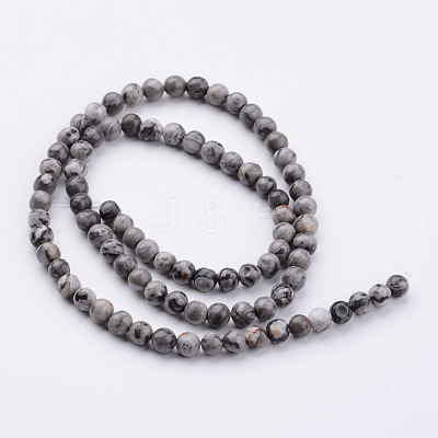 Natural Map Stone/Polychrome Jasper/Picasso Stone/Picasso Jasper Bead Strands G-K152-04-4mm-1