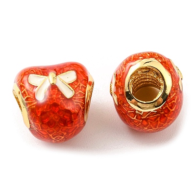 Christmas Brass Enamel European Beads KK-M247-30C-G-1