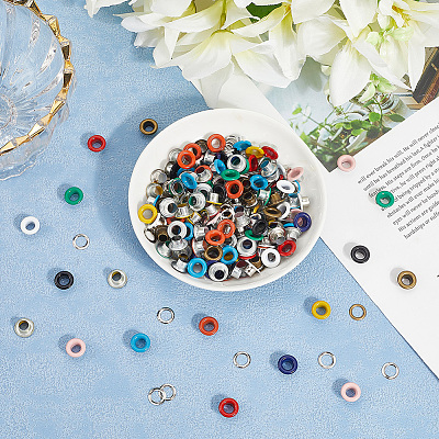 200 Sets 10 Colors Iron Grommet Eyelet Findings SCRA-GF0001-10B-04-1