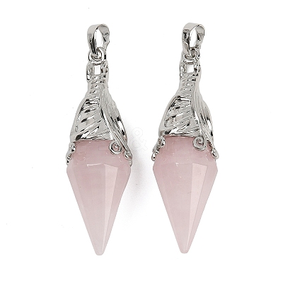 Natural Rose Quartz Faceted Bicone Big Pendants G-Z101-03P-08-1