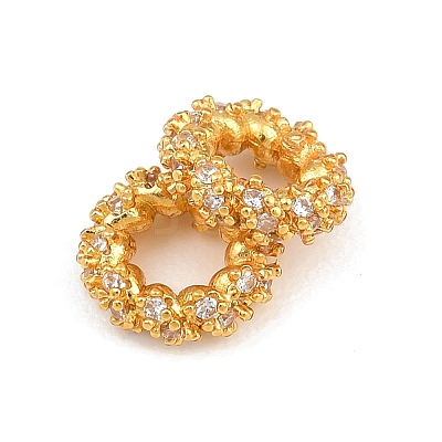 Brass Micro Pave Clear Cubic Zirconia Beads CU-CBA6A75-27G-1