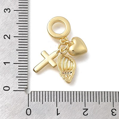 Brass Micro Pave Clear Cubic Zirconia European Dangle Charms KK-D431-033D-G-1