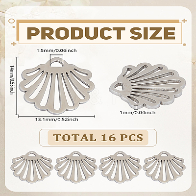 16pcs 304 Stainless Steel Charms STAS-LP0003-71-1