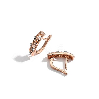 Brass Micro Pave Clear Cubic Zirconia Huggie Hoop Earrings EJEW-BB70467-1