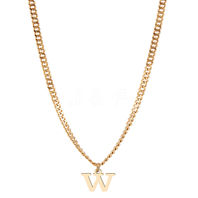 1Pc 304 Stainless Steel Letter Pendant Necklaces NJEW-LP0001-33W-G-1