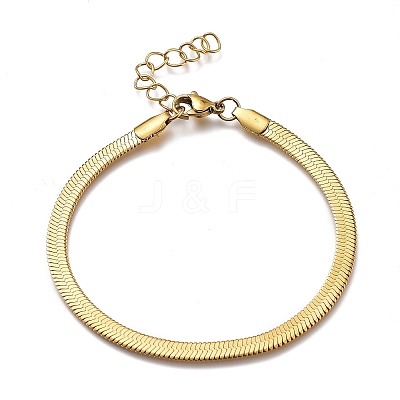 Ion Plating(IP) Unisex 304 Stainless Steel Herringbone Chain Bracelets LS-BJEW-O177-01A-G-1