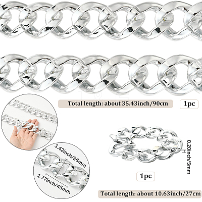 2Pcs 2 Styles Acrylic Cuban Link Chain Necklaces & Bracelets Jewelry Sets SJEW-SP0001-01P-1