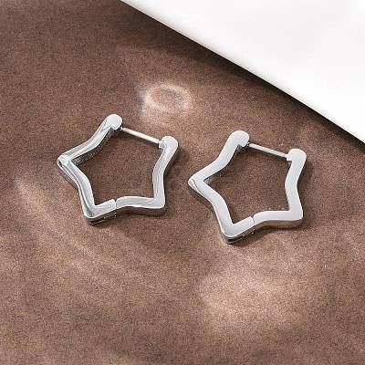 304 Stainless Steel Star Hoop Earrings EJEW-P324-02P-1
