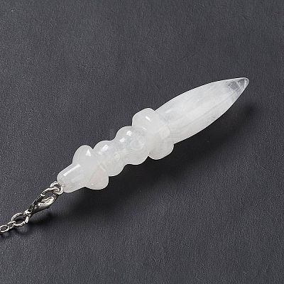 Natural Quartz Crystal Pointed Dowsing Pendulums AJEW-B020-06P-09-1