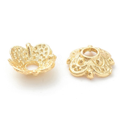 Rack Plating Alloy Flower Bead Caps KK-J277-03G-1