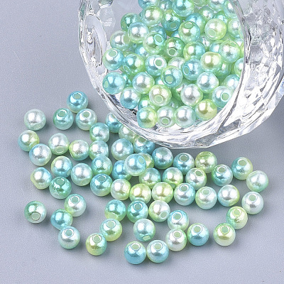 Rainbow ABS Plastic Imitation Pearl Beads OACR-Q174-8mm-03-1