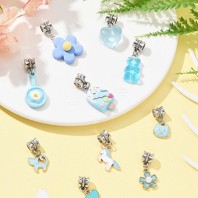 10Pcs 10 Styles Alloy Enamel & Resin European Dangle Charms PALLOY-FZ00006-1