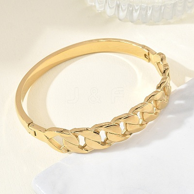Braided 304 Stainless Steel Hinged Bangles for Women BJEW-Z178-10G-1