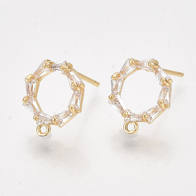Brass Cubic Zirconia Stud Earring Findings X-KK-S350-343-1