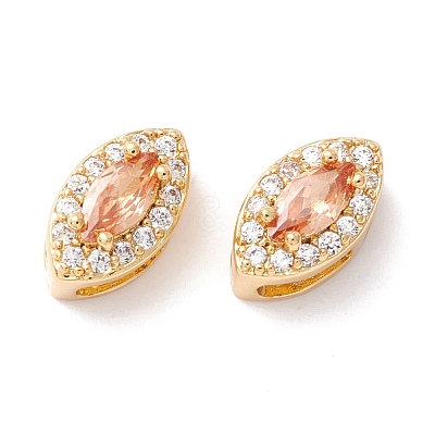 Rack Plating Brass Micro Pave Cubic Zirconia Beads KK-D073-02G-NR-1