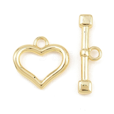 Heart Brass Toggle Clasps KK-G548-43G-02-1