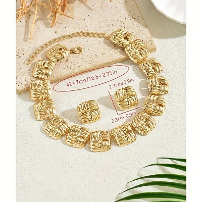 Iron Stud Earring & Necklaces for Women WG8683E-01-1