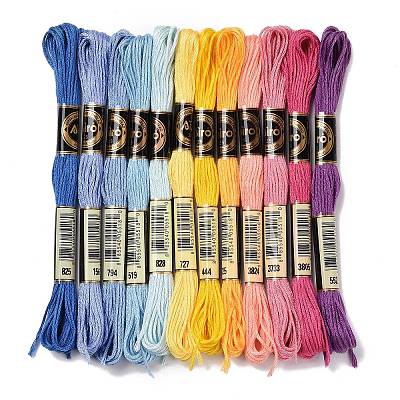 12 Skeins 12 Colors 6-Ply Polyester Embroidery Floss OCOR-M009-01B-04-1