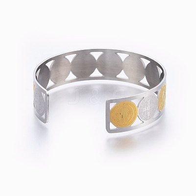 PVD Vacuum Plating 304 Stainless Steel Cuff Bangles X-BJEW-H578-03GP-1