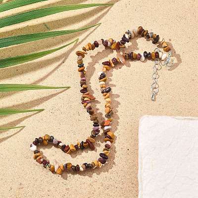 Natural Supper 7 Rutilated Quartz Chip Beaded Necklaces for Men Women NJEW-G159-01K-1