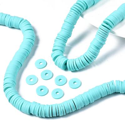 Flat Round Handmade Polymer Clay Beads CLAY-R067-10mm-20-1