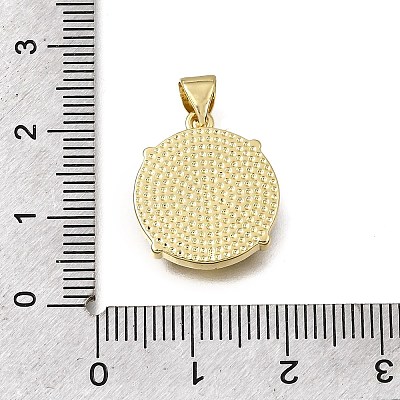 Religion Brass & Clear Cubic Zirconia & Acrylic Pendants KK-G602-05B-04-1