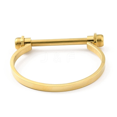 304 Stainless Steel D Shape Bar Screw Bangle BJEW-G636-05A-G-1
