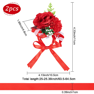 2PCS Silk Wrist Corsage AJEW-CP0001-51A-1