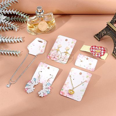 200 Pcs 4 Styles White Cardboard Display Cards CDIS-CA0001-13-1