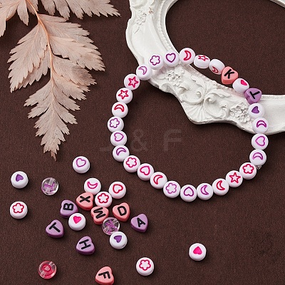 8 Style Pink & Purple Series Opaque Acrylic Beads MACR-YW0001-50-1