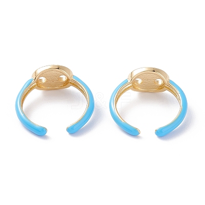 Brass Enamel Cuff Rings RJEW-A002-12G-1