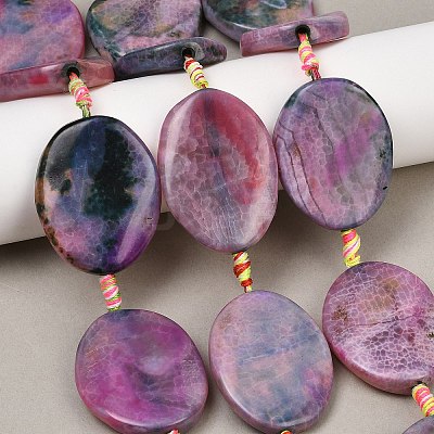 Natural Fire Crackle Agate Beads Strands G-P605-L03-01A-1