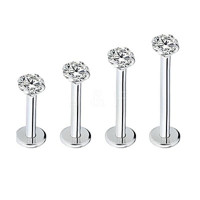 316 Surgical Stainless Steel Clear Cubic Zirconia Threadless Labret Stud WG700A9-15-1