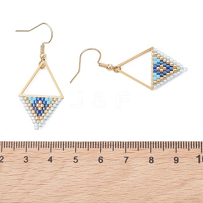 5 Pairs 5 Styles Glass Seed Beaded & 304 Stainless Steel Dangle Earrings EJEW-MZ00715-1