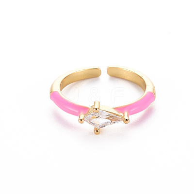 Brass Enamel Cuff Rings RJEW-T016-28E-NF-1