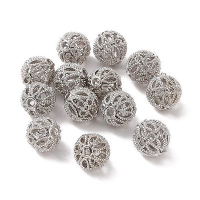 Rack Plating Brass Hollow Beads KK-P219-01A-P-1