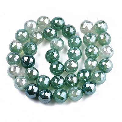 Electroplate Natural Agate Beads Strands G-T131-55-18-1