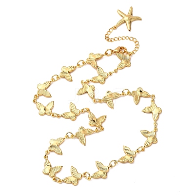 304 Stainless Steel Butterfly Link Chain Necklaces for Women NJEW-G178-16G-1