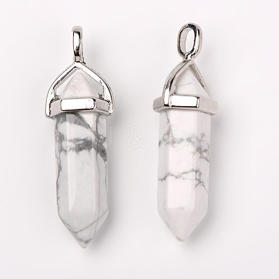 Natural Howlite Double Terminated Pointed Pendants G-F295-04F-1