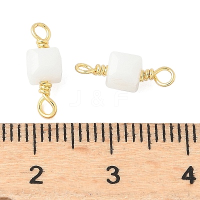 Glass Faceted Cube Connector Charms KK-C097-10G-04-1