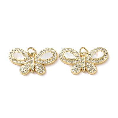 Brass Micro Pave Clear Cubic Zirconia Pendants KK-B083-37A-G-1