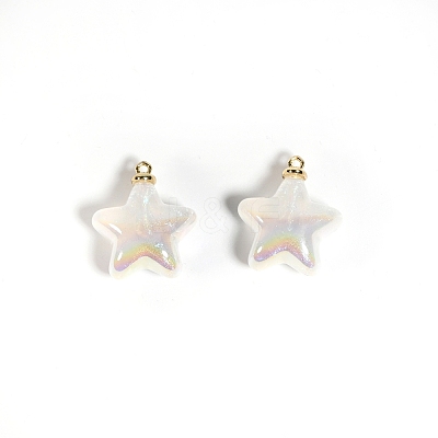 10Pcs UV Plated Iridescent Opaque Resin Pendants PW-WG9DE9F-02-1