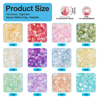 144G 12 Colors Transparent Spray Painted Glass Beads EGLA-TA0013-13-1