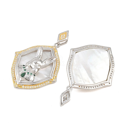 Brass Micro Pave Green Cubic Zirconia Pendants CU-CBA3297-01GP-1