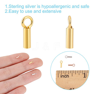 30Pcs 3 Colors 925 Sterling Silver Cord Ends FIND-GO0002-60-1